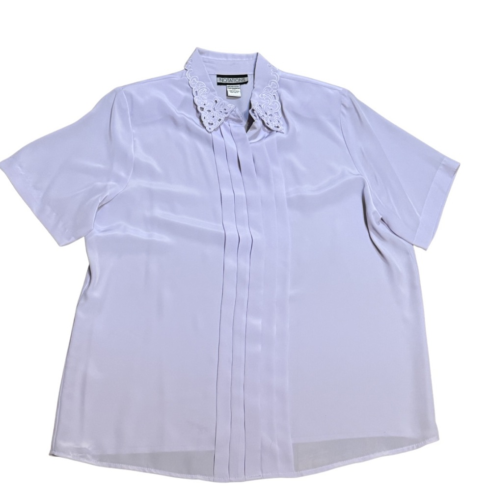 Vintage Lavender Lace Collar Blouse Sz 14 Grandma Core  Cottage Core